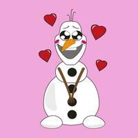 mignonne dessin animé Noël bonhomme de neige personnage. vecteur