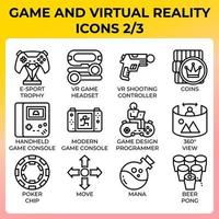 jeu d'icônes de jeu et de réalité virtuelle vecteur