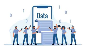 homme d'affaire repose sur Puissance de technologie, l'Internet, et Les données Sécurité à protéger le sien affaires dans le numérique monde, vecteur illustration avec gens concept GDPR conformité fardeau.