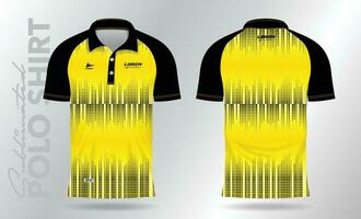 Jaune et noir sublimation polo chemise maquette modèle conception pour sport uniforme dans de face vue et retour vue vecteur