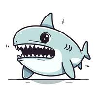 mignonne dessin animé requin personnage. vecteur illustration de une marrant dessin animé requin.