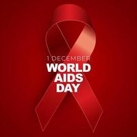 1er décembre concept de la journée mondiale du sida avec signe de ruban rouge. vecteur