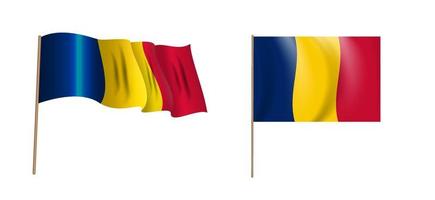 drapeau ondulant naturaliste coloré de la république du tchad. vecteur