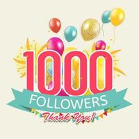 1000 abonnés, merci de fond pour les amis des réseaux sociaux vecteur