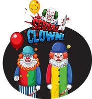 badge de clown en série avec deux clowns effrayants vecteur