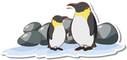 autocollant de personnage de dessin animé deux pingouins vecteur