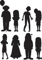 ensemble de silhouettes de personnages fantômes d'halloween vecteur