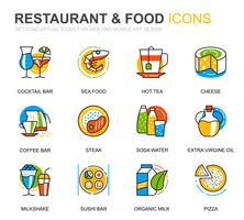 Icônes de ligne de jeu et de restaurant simples pour sites Web et applications mobiles vecteur