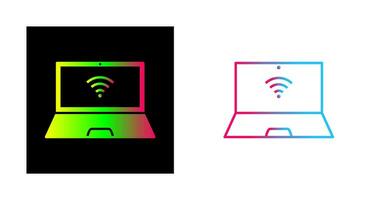 icône de vecteur d'ordinateur portable connecté unique