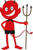 un personnage de dessin animé de diable rouge avec une expression faciale vecteur