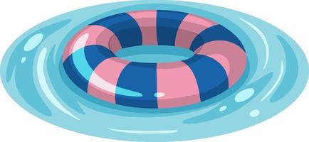 anneau de natation rayé bleu et rose dans l'eau isolé vecteur