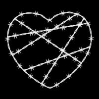 symbole de conclusion en forme de coeur, signe. fil barbelé vecteur