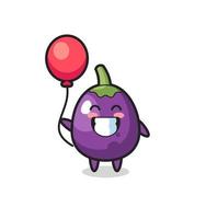 illustration de mascotte d'aubergine joue avec un ballon vecteur