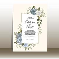 modèle de carte d'invitation de mariage floral de luxe et élégant vecteur