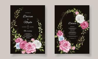 carte d'invitation de mariage floral de luxe et élégante vecteur