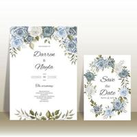 modèle de carte d'invitation de mariage floral de luxe et élégant vecteur