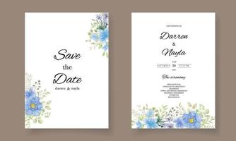 invitation de mariage élégante avec fleur aquarelle vecteur