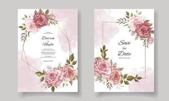 belle invitation de mariage avec ornement rose vecteur