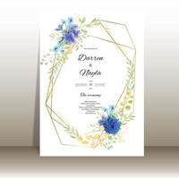 belle carte d'invitation de mariage aquarelle florale vecteur