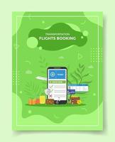 concept de réservation de vol de transport billet de livre sur smartphone à l'écran vecteur