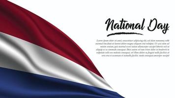 bannière de la fête nationale avec fond de drapeau néerlandais vecteur