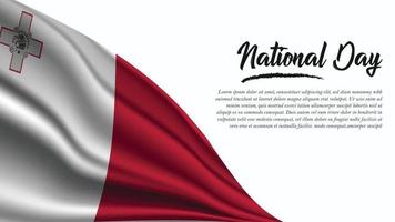 bannière de la fête nationale avec fond de drapeau de malte vecteur