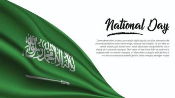 bannière de la fête nationale avec fond de drapeau de l'arabie saoudite vecteur