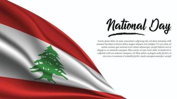 bannière de la fête nationale avec fond de drapeau du liban vecteur