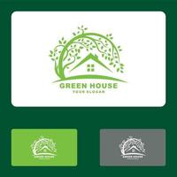 Feuille d'accueil, maison verte, eco house logo set vector icon illustration