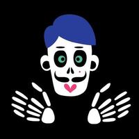 squelette et crâne d'un homme zombie. illustration vectorielle vecteur