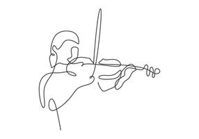 un dessin au trait de violon, une fille joue d'un instrument de musique classique vecteur
