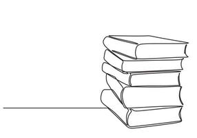 pile de livre dessin au trait continu minimaliste dessiné à la main vecteur