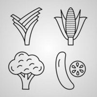 jeu d'icônes de ligne de légumes de symbole vectoriel dans le style de contour branché