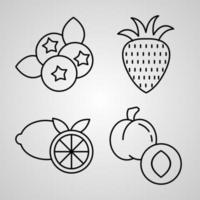 collection d'icônes de fruits fond de couleur blanche vecteur