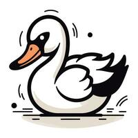 cygne isolé sur blanc Contexte. vecteur illustration dans dessin animé style.