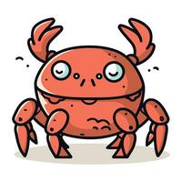 Crabe dessin animé personnage. vecteur illustration de une mignonne crabe.