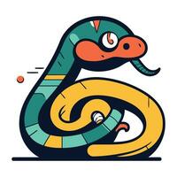 mignonne dessin animé serpent. vecteur illustration isolé sur une blanc Contexte.