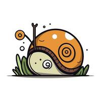 dessin animé escargot sur le herbe. vecteur illustration isolé sur blanc Contexte.