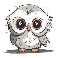 mignonne dessin animé hibou. vecteur illustration isolé sur une blanc Contexte.