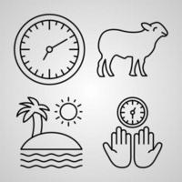 ensemble d'icônes simples d'icônes de ligne liées au ramadan et à l'aïd vecteur
