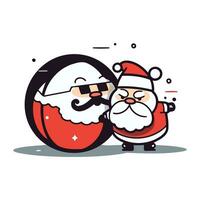 Père Noël claus et bonhomme de neige. joyeux Noël et content Nouveau an. vecteur illustration