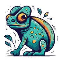 mignonne dessin animé grenouille. vecteur illustration de une marrant dessin animé grenouille.