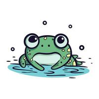 grenouille dans l'eau. mignonne dessin animé personnage. vecteur illustration.