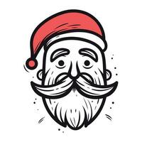 Père Noël claus visage avec barbe et moustache. vecteur illustration isolé sur blanc Contexte.