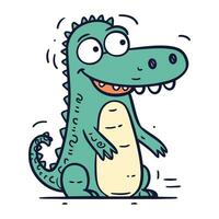 mignonne dessin animé crocodile personnage. vecteur illustration dans griffonnage style.