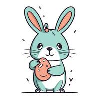 mignonne lapin en portant Pâques œuf. vecteur illustration dans dessin animé style.