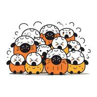 mignonne kawaii Panda ours famille. vecteur illustration.