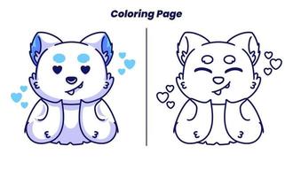 amour de chat mignon avec des pages à colorier adaptées aux enfants vecteur