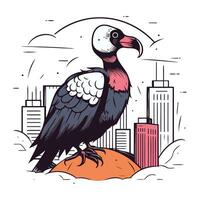 vautour dans le ville. vecteur illustration de une oiseau dans le ville.