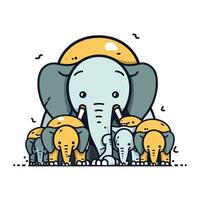 éléphants famille. dessin animé vecteur illustration. plat conception style.